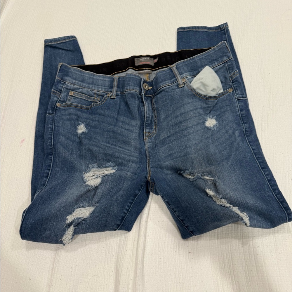 Bombshell Skinny Distressed Blue Jeans by Torrid size 20R